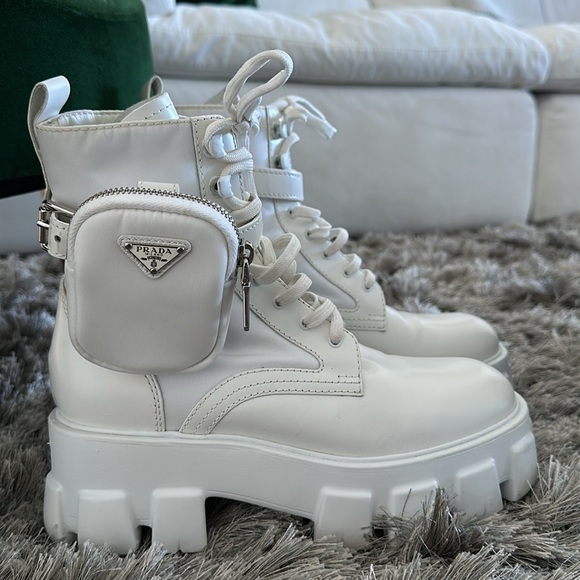 PRADA MONOLITH LEATHER BOOTS - Picture 2 of 12